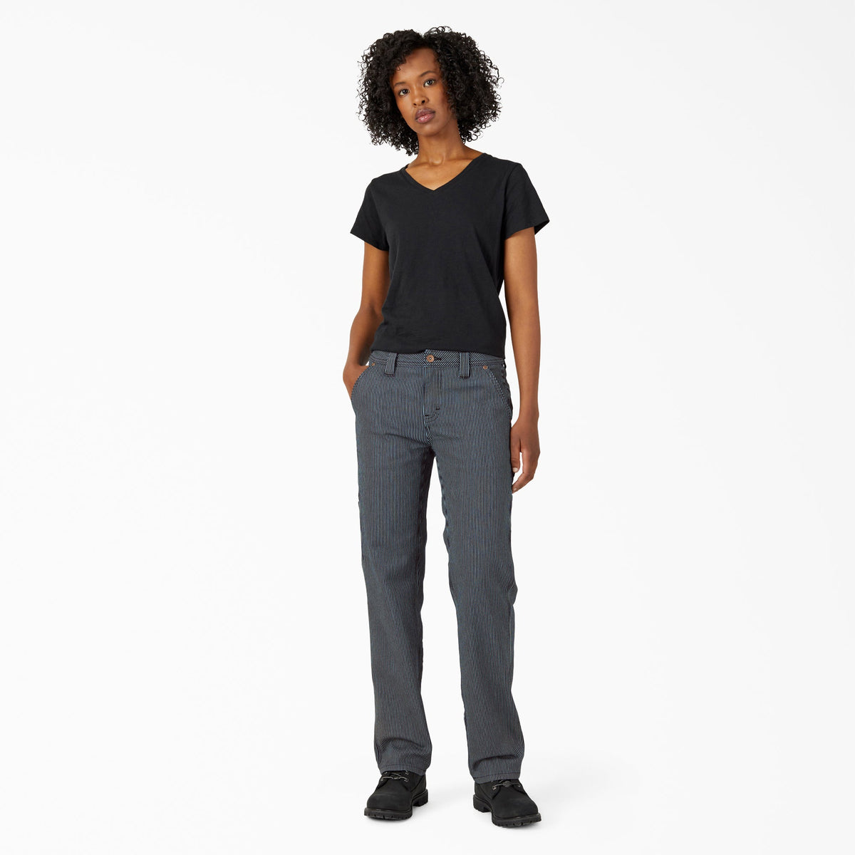 Dickies Recommended | Women's FLEX Relaxed Fit Hickory Stripe Carpenter Pants